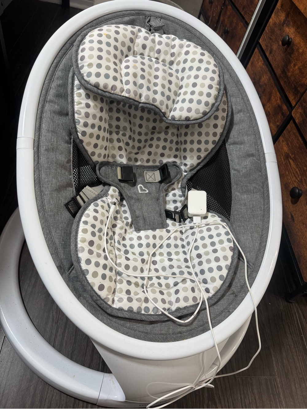 Munchkin Gray and White Polka Dot Infant Seat Insert with Harness Slots